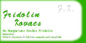 fridolin kovacs business card